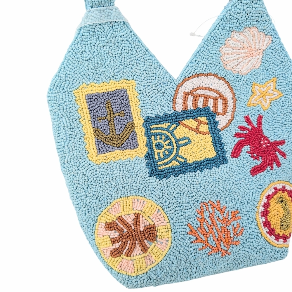Viral TikTok Nautical Beaded Tote Bag NWT Summer Vacation - Picture 3 of 6